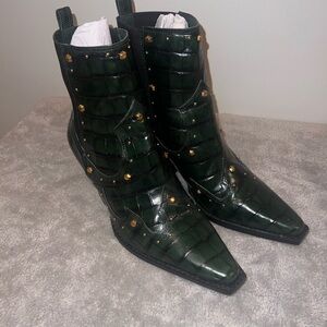 Vince Camuto Dark Green Studded Ankle Boots